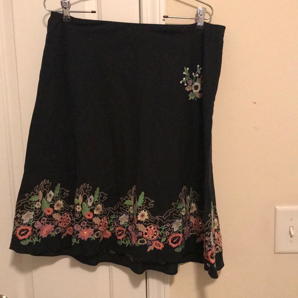Apt. 9: Black Embroidered Skirt